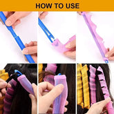 Spiral-shaped heatless hair curlers for no-heat styling and overnight curls.